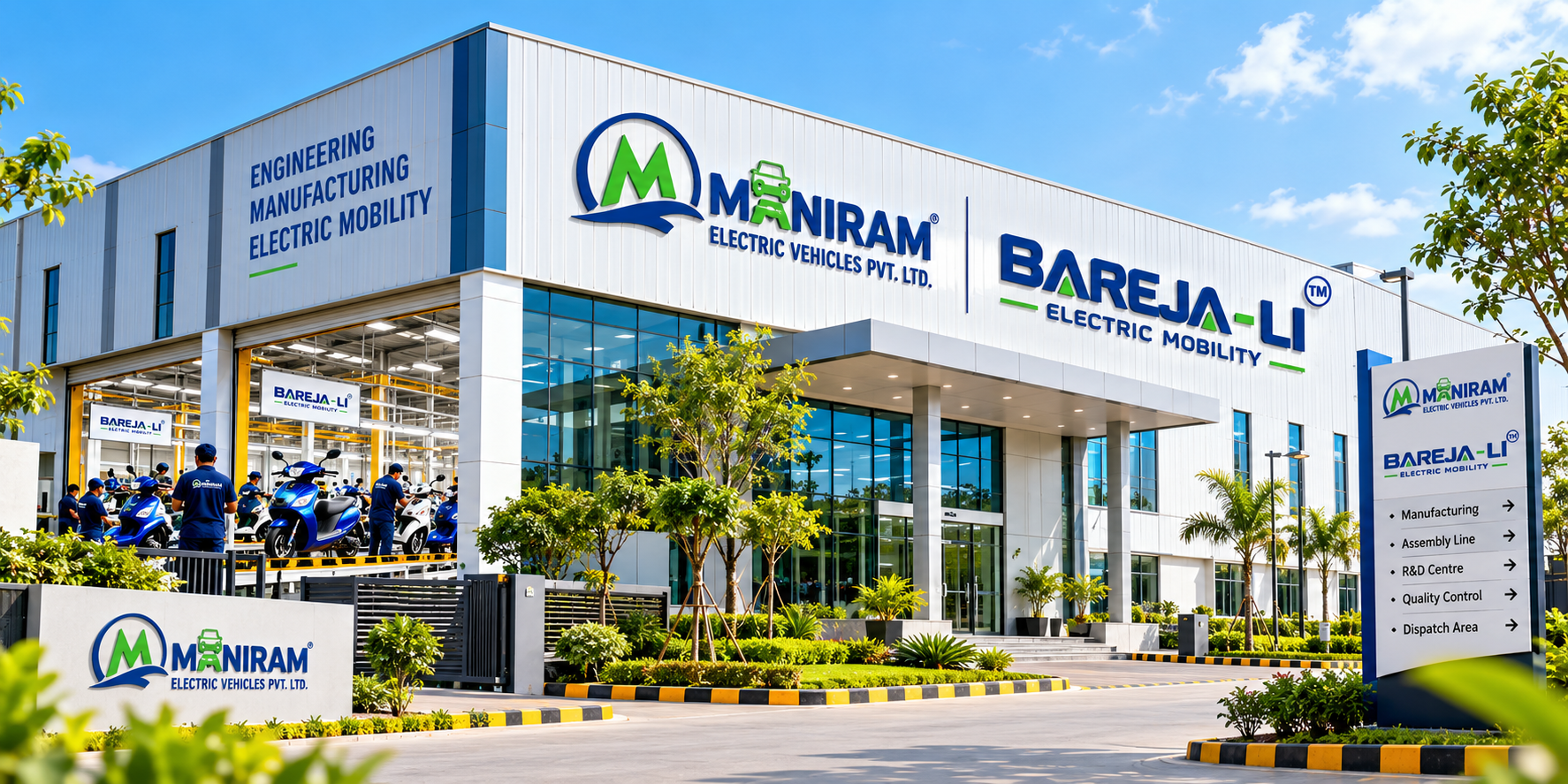 Bareja electric three-wheeler outside the Maniram Electrical Vehicles manufacturing facility
